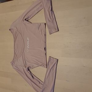 EUC SquatWolf Soft Rose Pink Long Sleeved Cropped Activewear Top